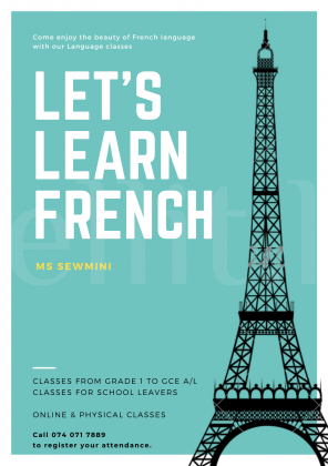 French language classes from Grade 1 to GCE A/L